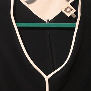 Anne Klein Black and White V-Neck Blouse